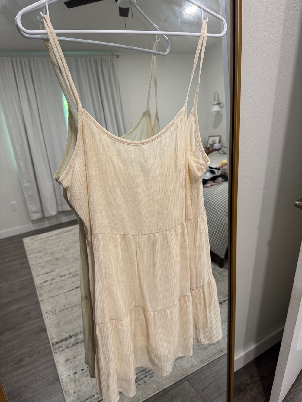 H&M Cream Textured Spaghetti Strap Dress